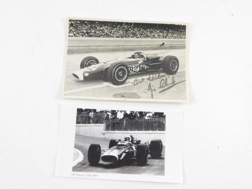 A signed photograph of Jim Clark at The Indianapolis 500 1965, photographed in his winning Lotus 38.