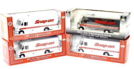 Four Snap-On MT-55 Freightliner replica van models, 1:32 scale, all boxed.