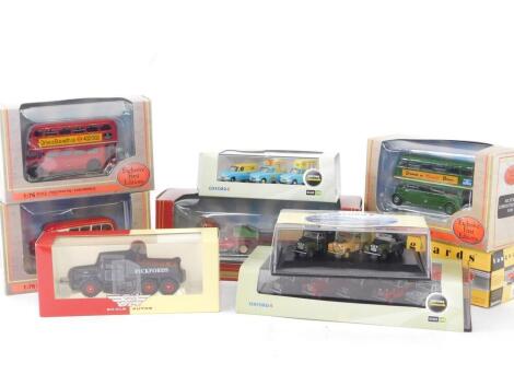 Die cast vehicles, to include Vanguards, Ford Lotus Cortina Mk I, 1:43 scale., Oxford Commercials, 1:76 scale, Landrovers, Exclusive First Editions, 1:76 scale, buses, etc, all boxed. (9)