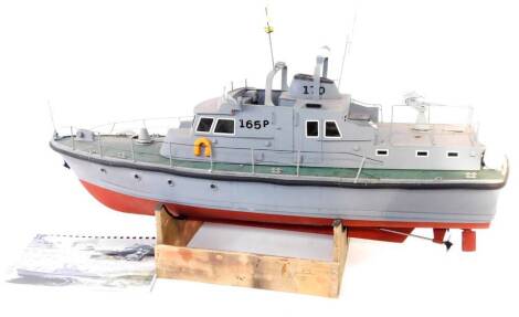 A Slipway Kawkab Class remote control kit built Coastal Patrol Craft, 1:20 scale, P561, on stand, 95cm W, with instructions.