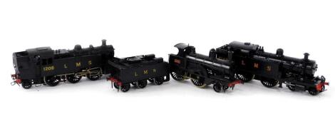 Three kit built 00 gauge LMS locomotives, comprising an AD_R3 Class locomotive, 2-6-2T, 1205, locomotive 4-4-2, 2149, and locomotive and tender 2-4-0, 790.