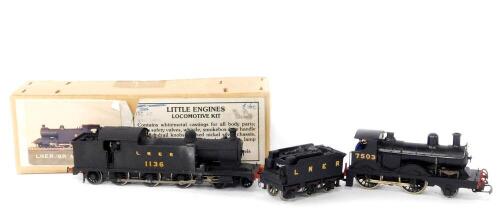 A kit built OO gauge A7 Class locomotive, LNER black livery, 4-6-2, 1136, together with an E4 Class locomotive, LNER black livery, 2-4-0, 7503, with associated boxes. (2)