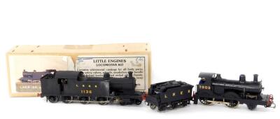 A kit built OO gauge A7 Class locomotive, LNER black livery, 4-6-2, 1136, together with an E4 Class locomotive, LNER black livery, 2-4-0, 7503, with associated boxes. (2)