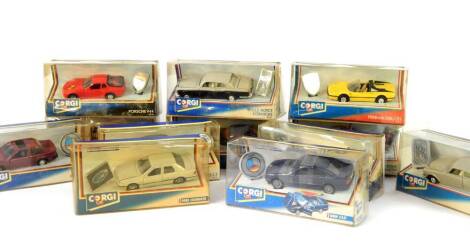 Corgi die cast cars, to include Rolls Royce Corniche, 94030 (x2)., BMW 325i 94105., Ferrari 308/GTS, 94045., Porsche 944, 94150., all boxed. (10)