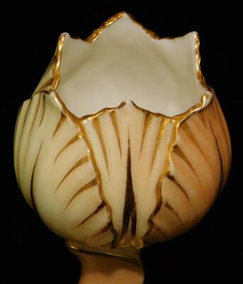 A Royal Worcester blush ivory single candle stick, shape code 1826, c1899, 15cm H. - 3