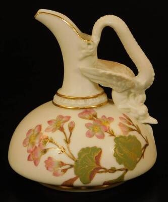 A Royal Worcester blush ivory squat jug, with stylized flower groups, shape code 1048, 1889, 11cm H.