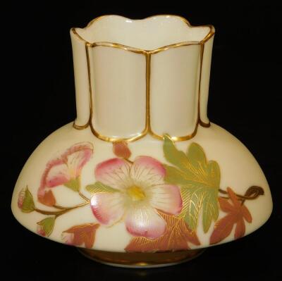 An unusual shaped Royal Worcester blush ivory vase, shape code 991, c1930, 8cm H.