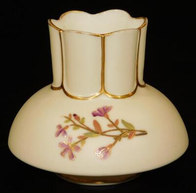 An unusual shaped Royal Worcester blush ivory vase, shape code 991, c1930, 8cm H. - 2