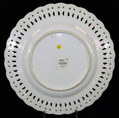 A pair of Minton ribbon plates, decorated with fine landscapes, pattern no. A3082, c1860, 23m Dia. Ex Willis Collection. - 3