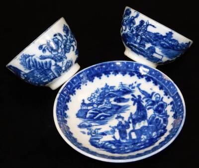 A Caughley miniature tea bowl and saucer en suite, c1780, saucer 7.5cm Dia.