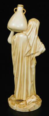 A Royal Worcester blush ivory figure, of a female water carrier, shape code 1250, c1912, 14cm H. - 3