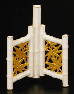 A Royal Worcester blush ivory bamboo vase, 16cm H. - 3