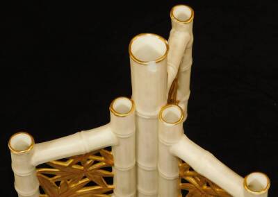 A Royal Worcester blush ivory bamboo vase, 16cm H. - 5