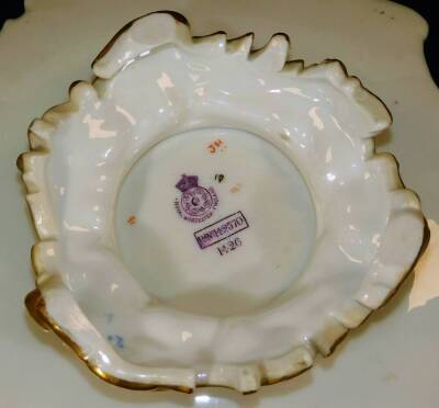A Royal Worcester blush ivory low comport, decorated with flowers with a pierced rim, shape code 1426, 1891, 22cm Dia. - 4