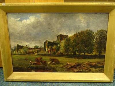 Alex Fraser (19thC). Part of the Refectory Lannercost Abbey, oil on board, signed and dated, 22.5cm x 35cm. - 2