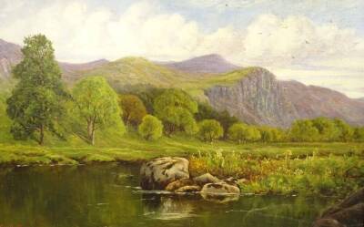Johan Acton Butt (?-1891). Salmon Pool Lledr Valley N. Wales, oil on canvas, signed, titled and dated 1891 verso, 29cm x 44cm.