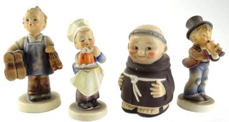 Four Goebel Hummel figures, to include monk in two sections, number Z37, 13cm H, and three other Goebel Hummel figures. (4)