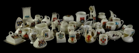 Various souvenir crested china, to include Edinburgh shoe, 9cm W, ewer jug pig ornament, etc. (a quantity)