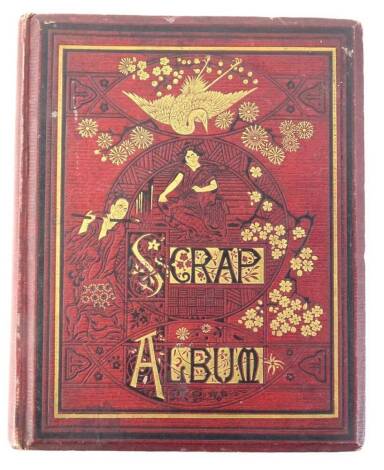A late 19th/early 20thC scrap album, containing various pen and ink sketches of various cartoons, etc. (various hands)