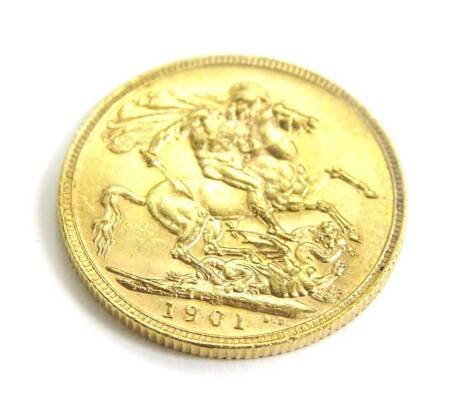 A Queen Victoria full gold sovereign, dated 1901, in coin case.