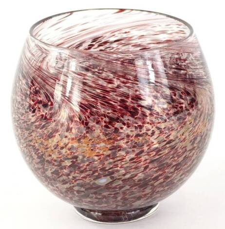 A Malcolm Sutcliffe Art Glass vase, with mottled decoration, etched signature to underside, 12cm H.