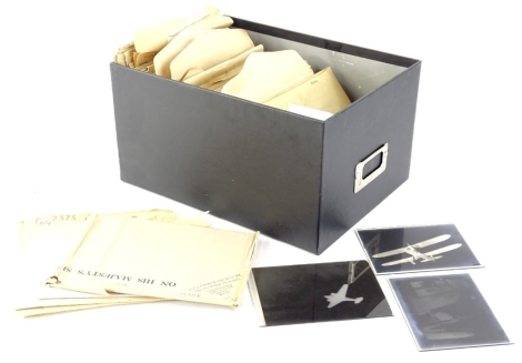 A collection of 85 mid 20thC glass photographic negatives, to include military aircraft from the UK, Germany, USA and Russia.