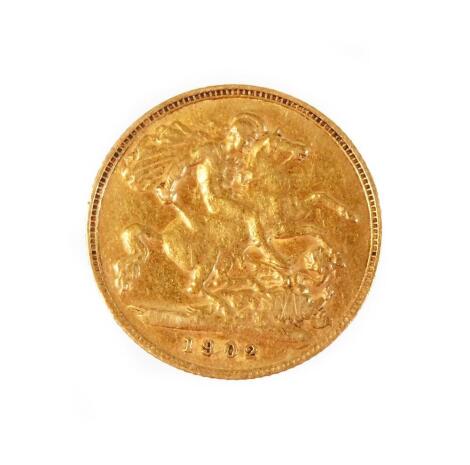 An Edward VII gold half sovereign, 1902.