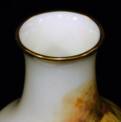 A Royal Worcester porcelain vase, of shouldered form, handpainted with grapes and apples, shape no. 2491, 1959, 13cm H. - 3