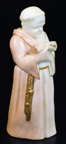 A Royal Worcester friar candle snuffer, green marked, c1895, 13cm H.