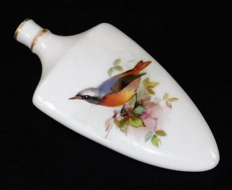 A Royal Worcester scent bottle, decorated with a nut hatch, gilt factory mark, c1900, 9.5cm H.
