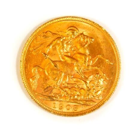 An Edward VII gold full sovereign, 1908.
