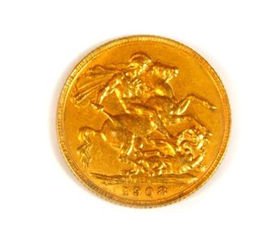 A Edward VII gold full sovereign, 1908.