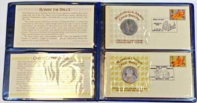 A Great Britain Medallic First Day Cover Collection, Robert The Bruce, etc. coins in outer case, 23cm H, with box.