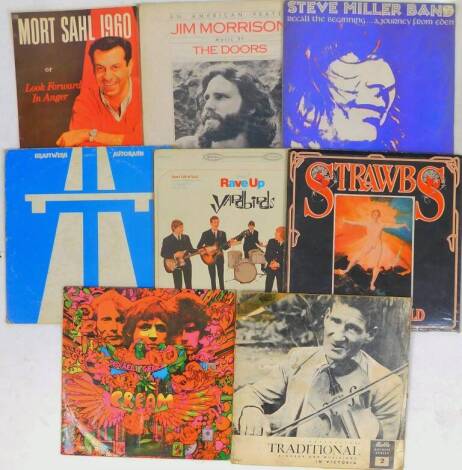 Various records, The Yard Birds Having A Rave Up, Strawbs Grave New World, Traditional Australian Singers, Cream Disraeli Gears, An American Pray Jim Morrison, Music By The Doors, Kraft Werk Autobarn, Steve Miller Band Recall The Beginning A Journey From 