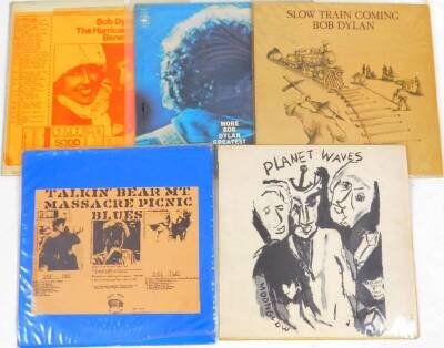 Various records, Bob Dylan, The Hurricane Car To Benefit, Greatest Hits, Slow Train Coming, Talkin' Bear Mt. Massacre Picnic Blues, Planet Waves.