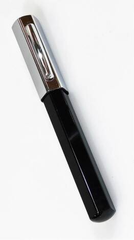 A Faber-Castell fountain pen, in black and chrome colours with plain clip, 13cm W.