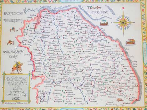 After John Garnons Williams. Doomsday England map Lincolnshire, print, 37cm x 49cm.