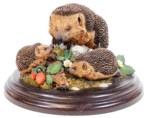 A Country Artists figure group Hedgehog Family, CA496, 7cm H.