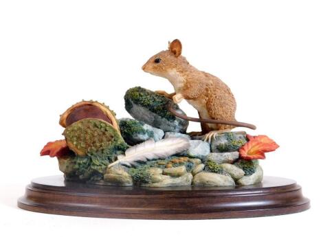 A Country Artists figure group Wood Mouse with Horse Chestnuts, CA339, 14cm H.