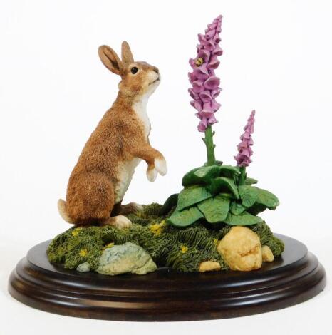 A Country Artists figure group Rabbit With Foxgloves, CA555, 17cm H.