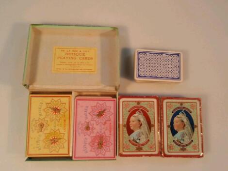 Late 19thC French playing cards with colour printed double-faced court cards (fifty two)