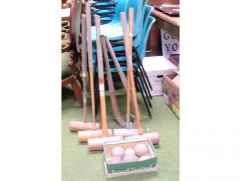 Vintage croquet mallets