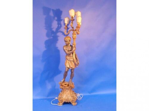 An Italian carved wooden Blackamoor standard lamp figure