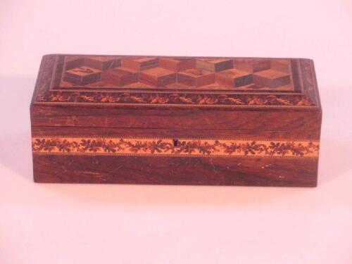 A 19thC rosewood Tunbridge ware glove box