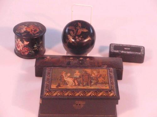 A 19thC Japanned lacquer pencil box