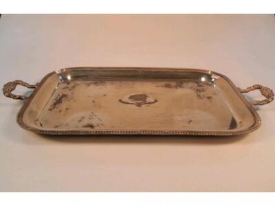 An early 20th century silver plated two handled tea tray