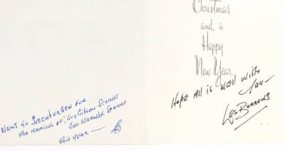 A Christmas card addressed to the vendor signed 617 Squadron Dambuster Les Burrows. - 2