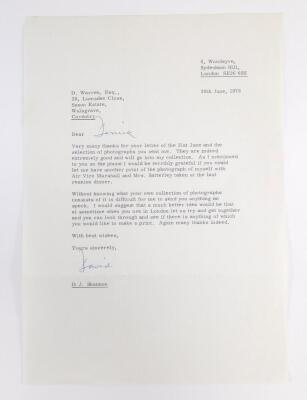 Two letters to the vendor signed by David Shannon 617 Squadron Member and Dambuster. - 2