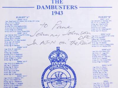 A Dambusters Memorial Plaque Presentation Programme, signed by Dambuster Air Crew Members Johnnie Johnson DFC, and G A Chalmers DFC DFM, together with signature of 617 Squadron Flight Mechanic. - 4