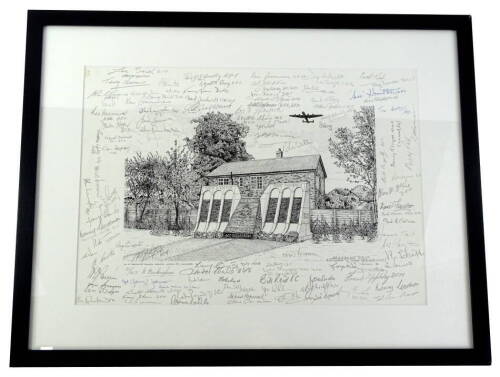 K. Buckingham. The 617 Dambuster Squadron Memorial, Woodhall Spa, issued on the unveiling and commemoration of the memorial 17th May 1987, signed by ninety four WW2 aircrew, 617 squadron including fourteen Dambusters, signatures of Bill Howarth, Len Sumpt